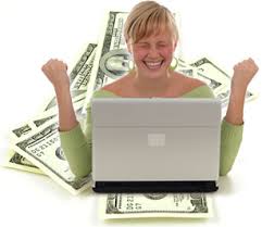 performance blogging system excited women working from home making money from her computer